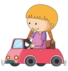 Doodle boy drive toy car Royalty Free Vector Image