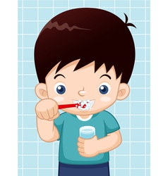 Boy brushing his teeth with tooth brush kid Vector Image