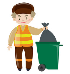 Janitor throwing away garbage Royalty Free Vector Image