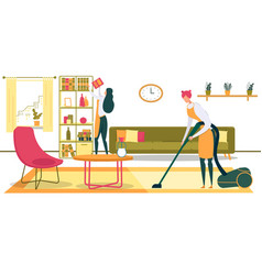 Women doing different chores Royalty Free Vector Image