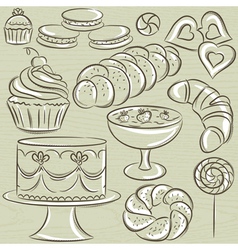 Set of different sweetmeats Royalty Free Vector Image