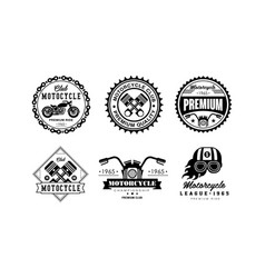 Hand drawn set of motorbike logos or stamps for Vector Image