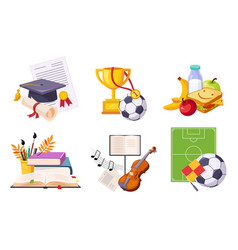 Flat set compositions with objects Royalty Free Vector Image