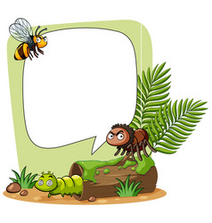 Two border template with bugs in garden Royalty Free Vector