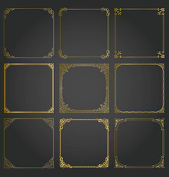 Decorative rectangle gold frames and borders set Vector Image