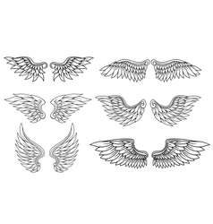 Set outline heraldic wings Royalty Free Vector Image