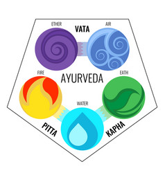 Ayurveda elements and doshas icons isolated Vector Image