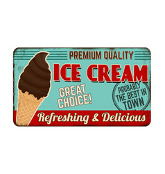 Retro Ice Cream Tin Sign Design Concept Royalty Free Vector