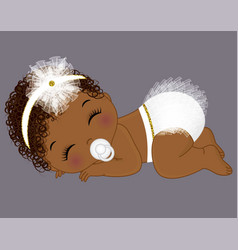 Cute black baby girl in purple ruffled diaper Vector Image