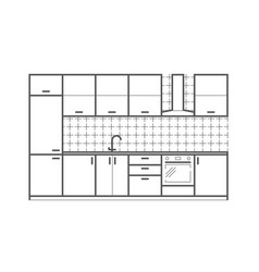 Interior sketch of kitchen room outline blueprint Vector Image