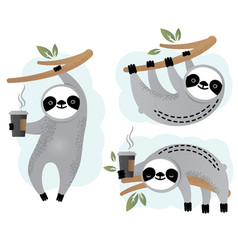 Cute sloth bear animal set Royalty Free Vector Image