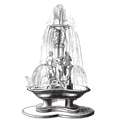 Water fountain purely decorative vintage engraving