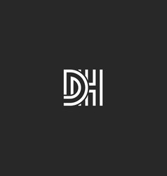 Hd h d grunge brush letter logo design in black Vector Image