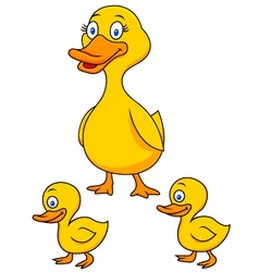 Cartoon funny mother duck with baby duck floats Vector Image