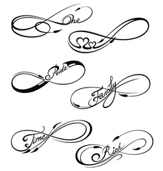 Infinity symbols with words for tattoo Royalty Free Vector