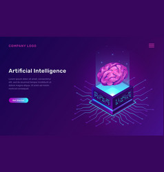 Artificial intelligence flat isometric Royalty Free Vector