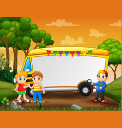 Border template with children playing at park Vector Image