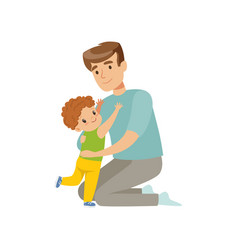 Dad Hugging His Son And Daughter Royalty Free Vector Image