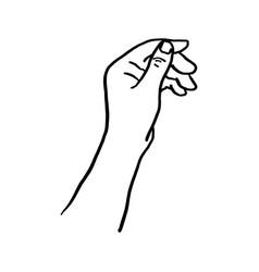 Drawing hand holding something transparent Vector Image