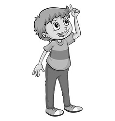 Little boy pointing down the floor Royalty Free Vector Image