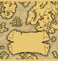 Old map scroll pirate antique treasure map Vector Image