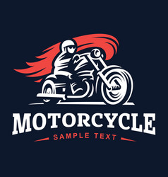 Biker fire motorcycle emblem and label Royalty Free Vector