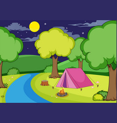 Tent camping in forest on white background Vector Image