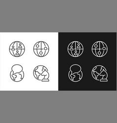 Globalization process pixel perfect linear icons Vector Image