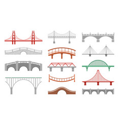Different types bridges isometric 3d Royalty Free Vector