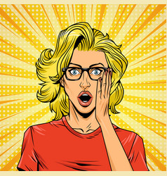 Comic beautiful surprised woman Royalty Free Vector Image