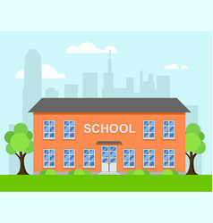 School building brick facade with clocks Vector Image