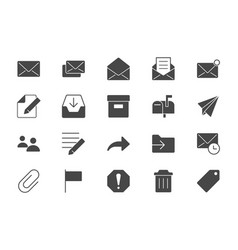 Email inbox mail icons on white Royalty Free Vector Image