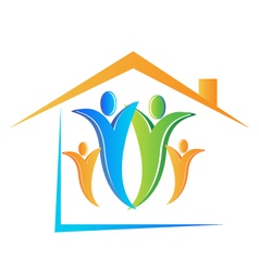 House and happy family logo Royalty Free Vector Image