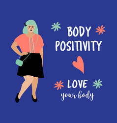 Beautiful plus size young brunette woman Vector Image