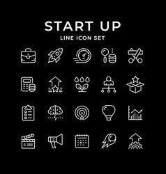 Set line icons of start up Royalty Free Vector Image