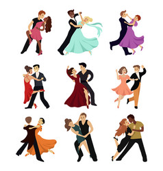 Foxtrot dancers silhouettes set Royalty Free Vector Image