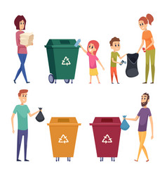 Sorting and cleaning garbage recycle bins Vector Image