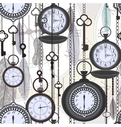 Vintage background with pocket watches and Vector Image