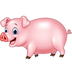 Cartoon happy pig isolated on white backgr Vector Image