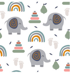 Elephant kids pattern wallpaper background in Vector Image