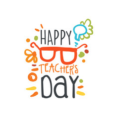 Happy teachers day icon glasses and book logo on Vector Image