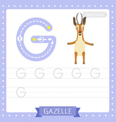 Letter g uppercase tracing practice worksheet Vector Image