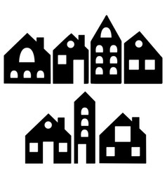 Set of houses silhouettes on white background vector image