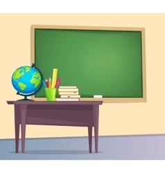 Classroom with green chalkboard vector image