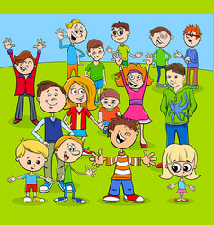 Kids and teenagers cartoon characters group Vector Image