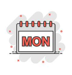 Cartoon monday calendar page icon in comic style Vector Image