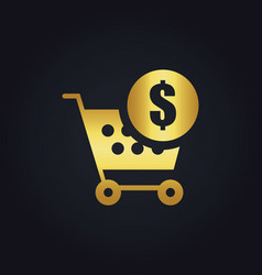 Shopping cart abstract buy speed gold logo Vector Image