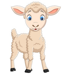 Cartoon happy lamb on grass Royalty Free Vector Image