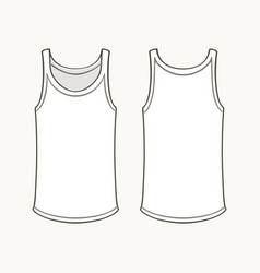 Sleeveless t-shirt outlined template Royalty Free Vector