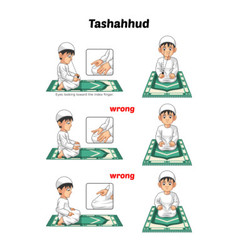 Muslim prayer position guide step by step Vector Image